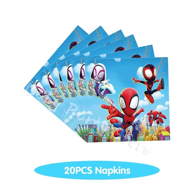 Spidey Tableware Kit | Plates And Cups | Latex Balloons | Birthday Backdrop