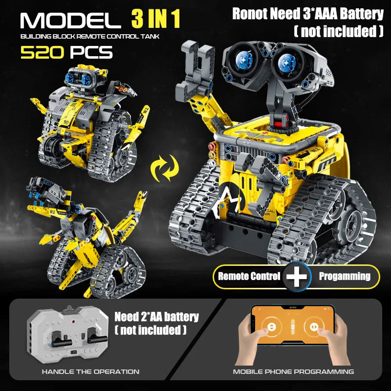 City Engineering Vehicle Building Blocks - 3 IN 1 RC Adaptable Excavator Bulldozer - ToylandEU