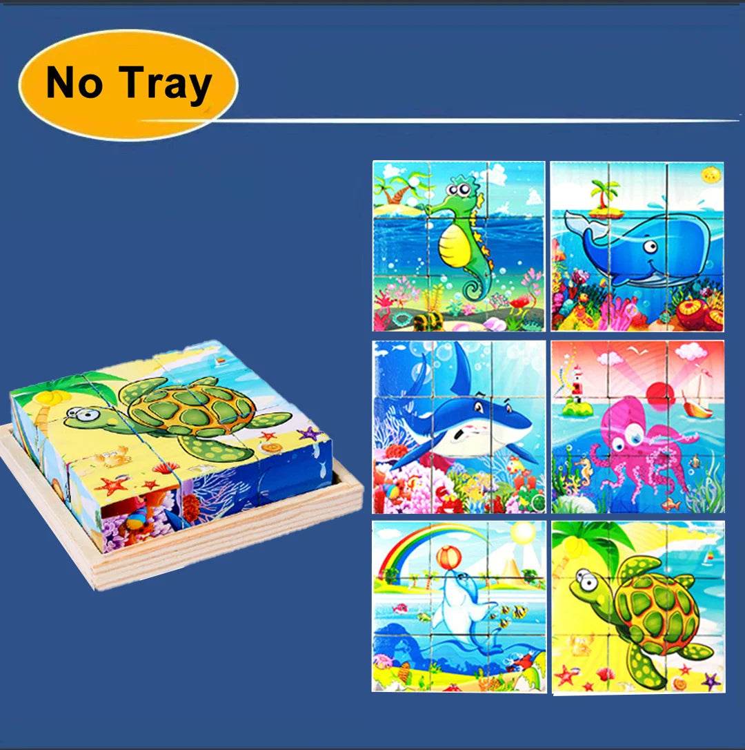 3D Cube Wooden Puzzle Children's Nine Pieces Six-Sided Block Montessori Educational Toy - ToylandEU