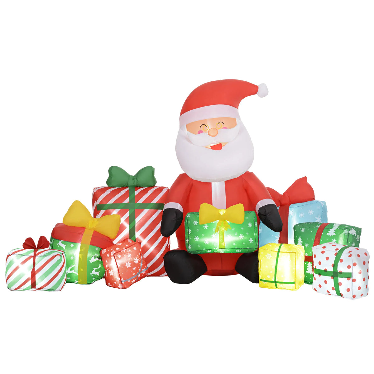Christmas Santa Inflatables | White LED Lights | Automatic Setup | Outdoor Yard