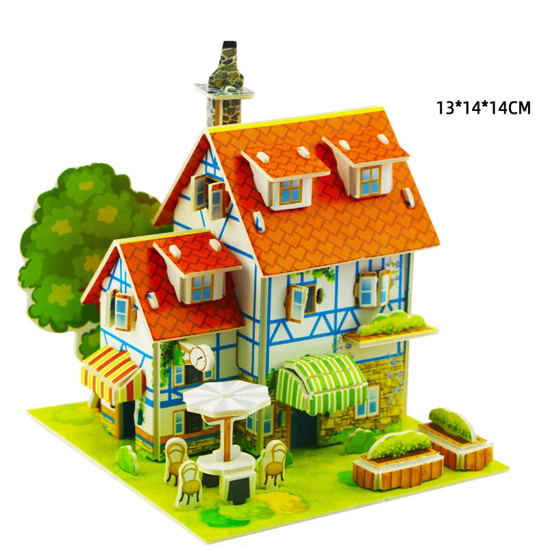 3D Puzzle | Villa House Castle Model | Cardboard Construction | Ages 6-14