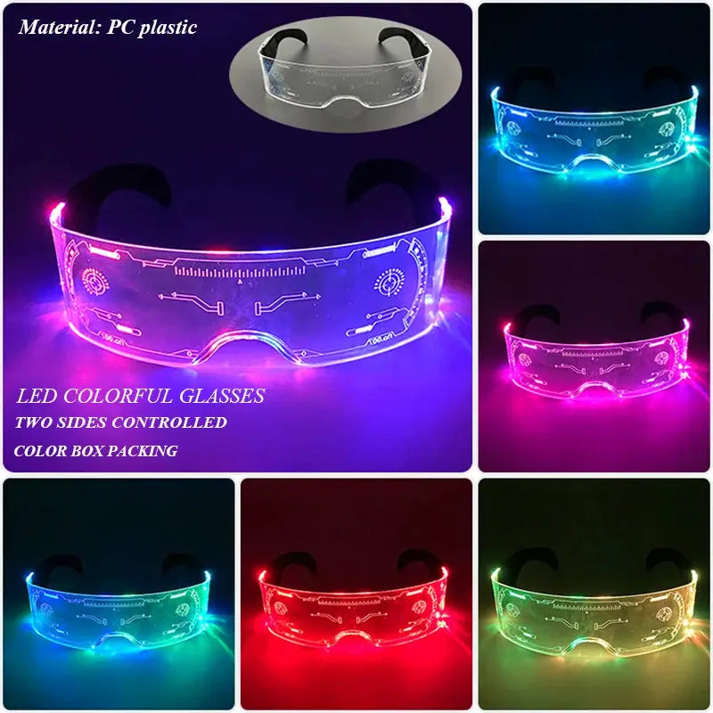 Cool Cyberpunk Visor Glasses LED light up Glasses Luminous futuristic glasses Rave Outfit for Festival Season Party props - ToylandEU