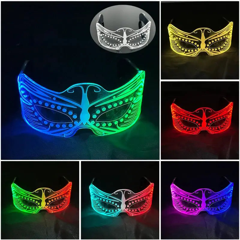 Luminous Glasses 7 Colors and 4 Modes Cyberpunk Glasses Futuristic Sunglasses rave Accesories for man women cospaly supplies - ToylandEU