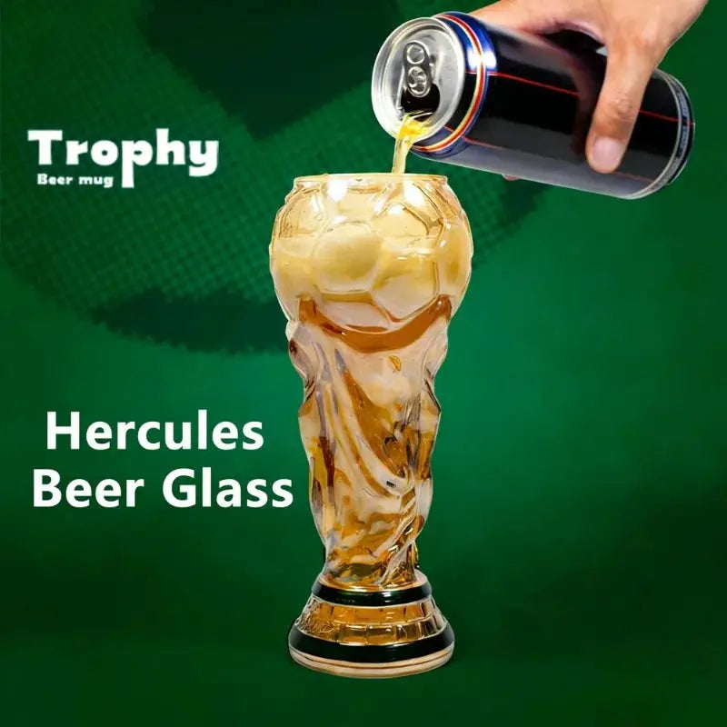 Football Soccer Trophy Shaped Beer Glass Cup Thickened Durable Sports Themed Mug for Bar Pub Party Fan Gift Home Drinkware - ToylandEU