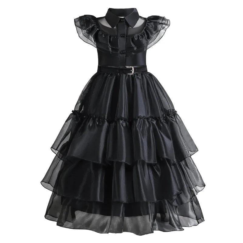 Girls Gothic Dress | Mid-Calf Draped | Toylandeu™