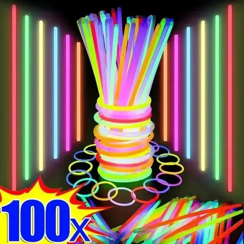 50/100Pcs Fluorescence Sticks Party Multicolor Glowing Stick Bright Colorful Light Bright Bendable Glow Bracelet Party Supplies - ToylandEU