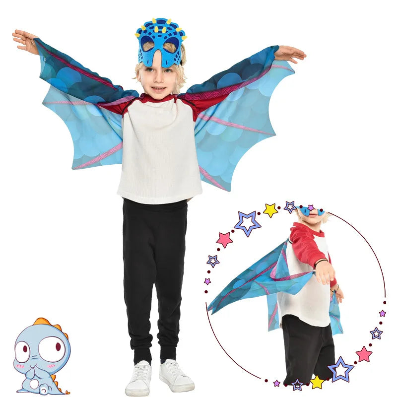 Adorable Toddler Dragon Costume Set - Unisex, Comfortable 3-Piece Pretend Play Costume with Cape and Mask