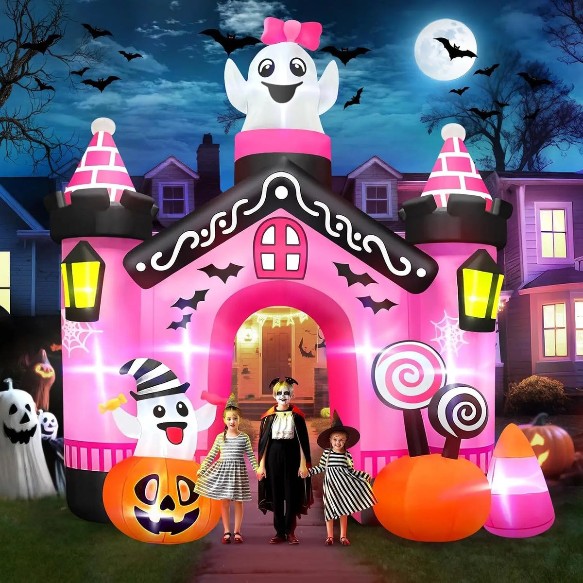 Halloween Ghost Inflatable | 11 Ft | Built In Lights | Outdoor Yard Decor