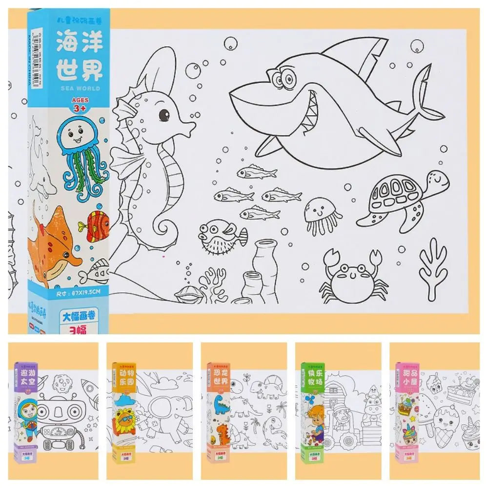 Dinosaur Drawing Roll of Paper Funny Animal Space Children Coloring - ToylandEU