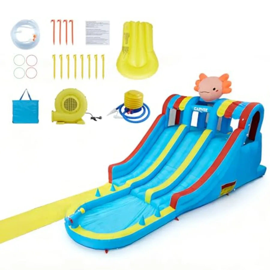 Inflatable Water Park With Dual Slides Durable Bounce House