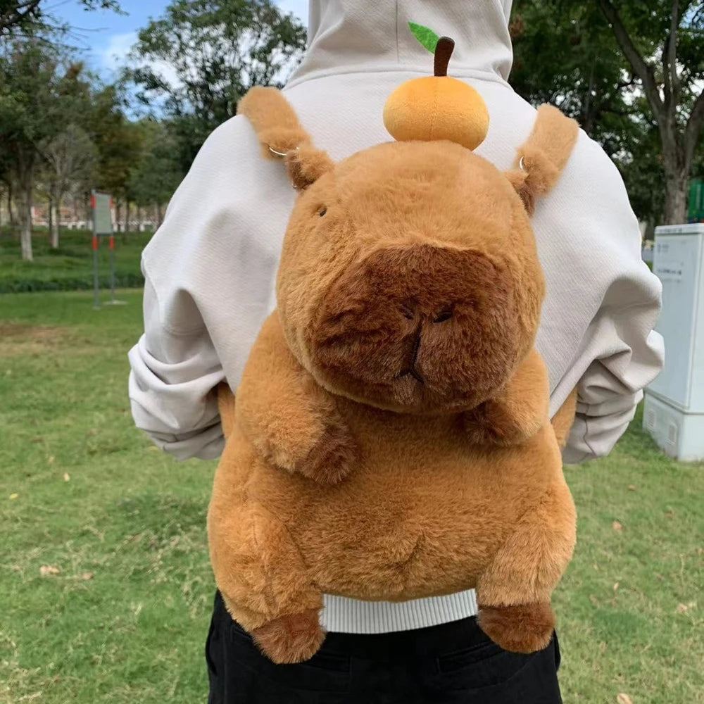Kawaii Capybara Plush Backpack for Kids - Cute Mini Knapsack Bag with Stuffed Doll - Ideal Gift for Your Little One's Collection