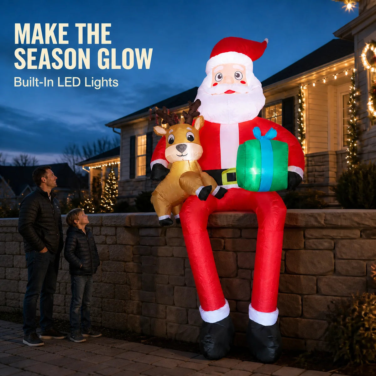 Inflatable Santa Claus | 9.5 Ft | LED Lights | Outdoor Christmas Yard Decor