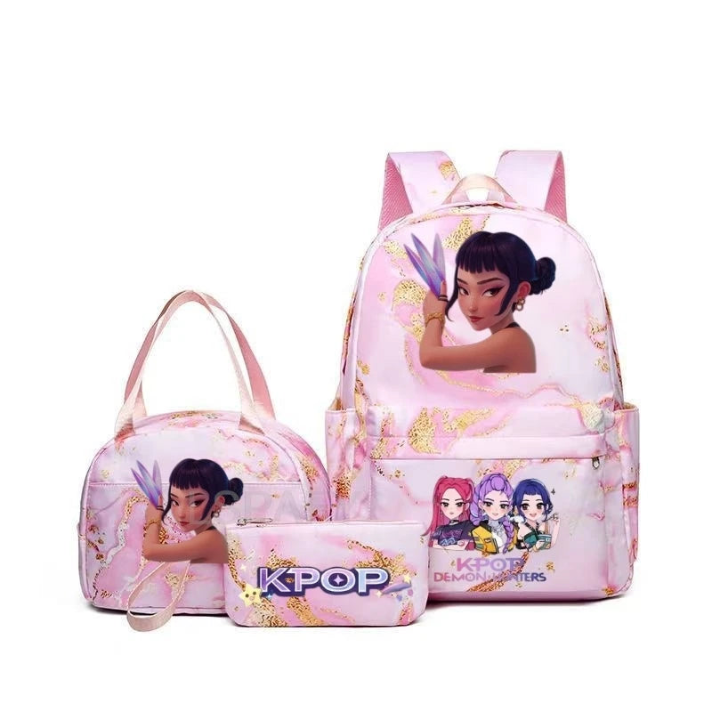Pink Demon Hunter Backpack For Teens With Durable School Bag