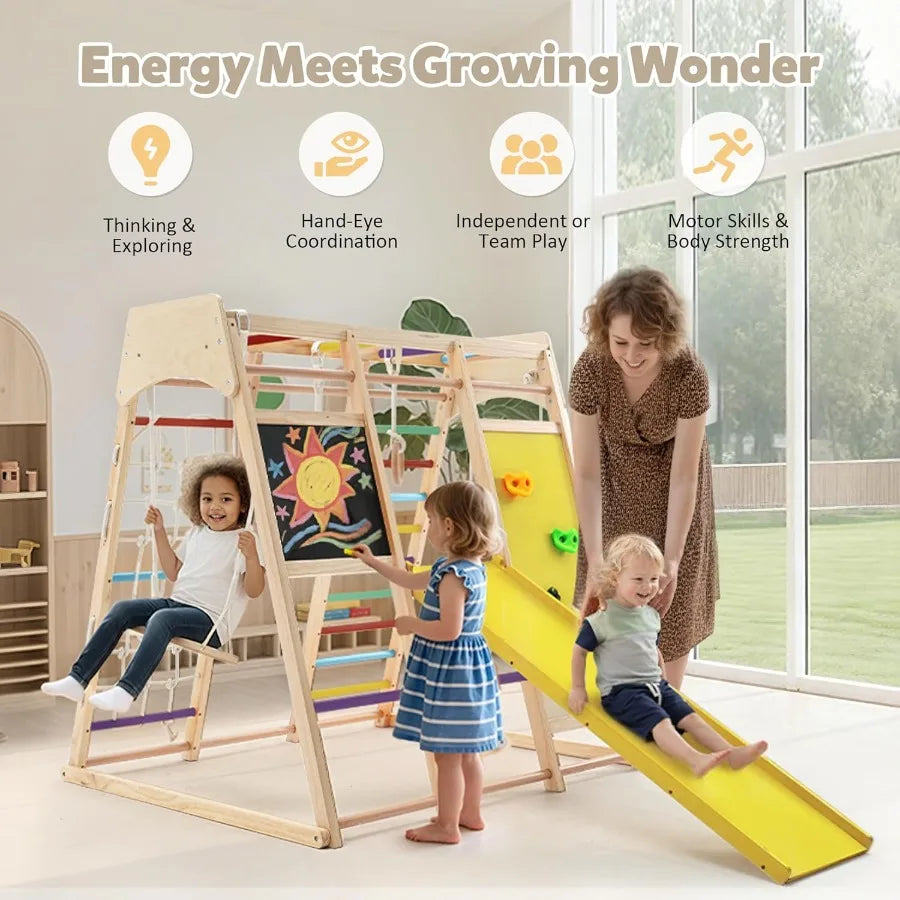 Indoor Jungle Gym 10 In 1 Wooden Montessori Climber