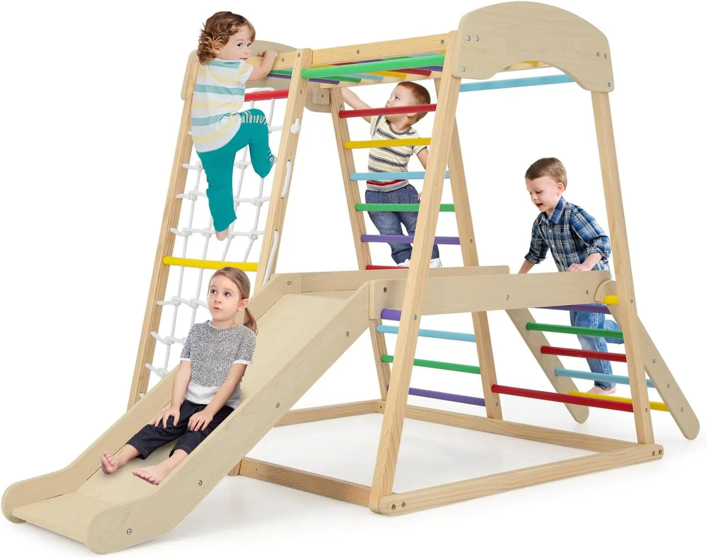 Indoor Jungle Gym Wooden Climber 6 In 1 Playground