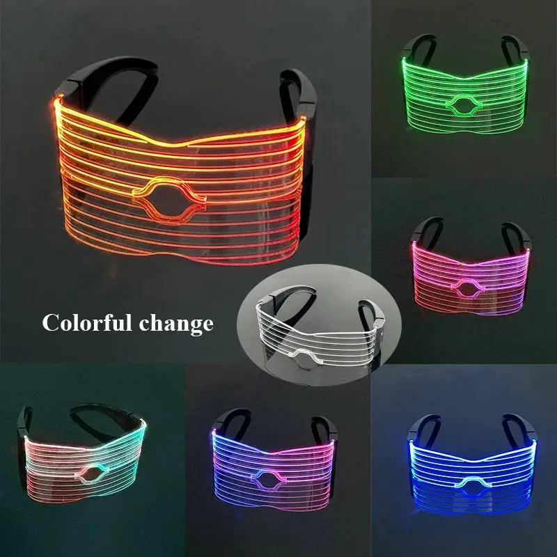 Fashion Luminous Decorative Glasses Neon Light Decoration LED Sunglasses For Nightclub DJ Dance Music Rave Costume Night - ToylandEU