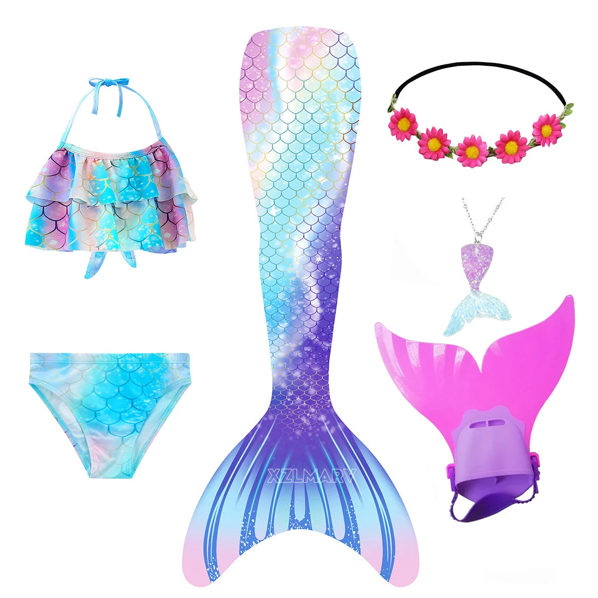 Mermaid Costume For Girls With Tail And Monofin Cosplay Ready