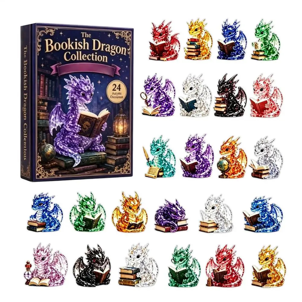 Advent Calendar | 2026 Dragon Figurines | 24 Piece 2D Flat Acrylic Countdown | Cute Christmas Gift