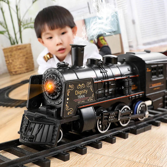 Dynamic Electric Toy Steam Train Track Set with Various Track Sizes and Materials