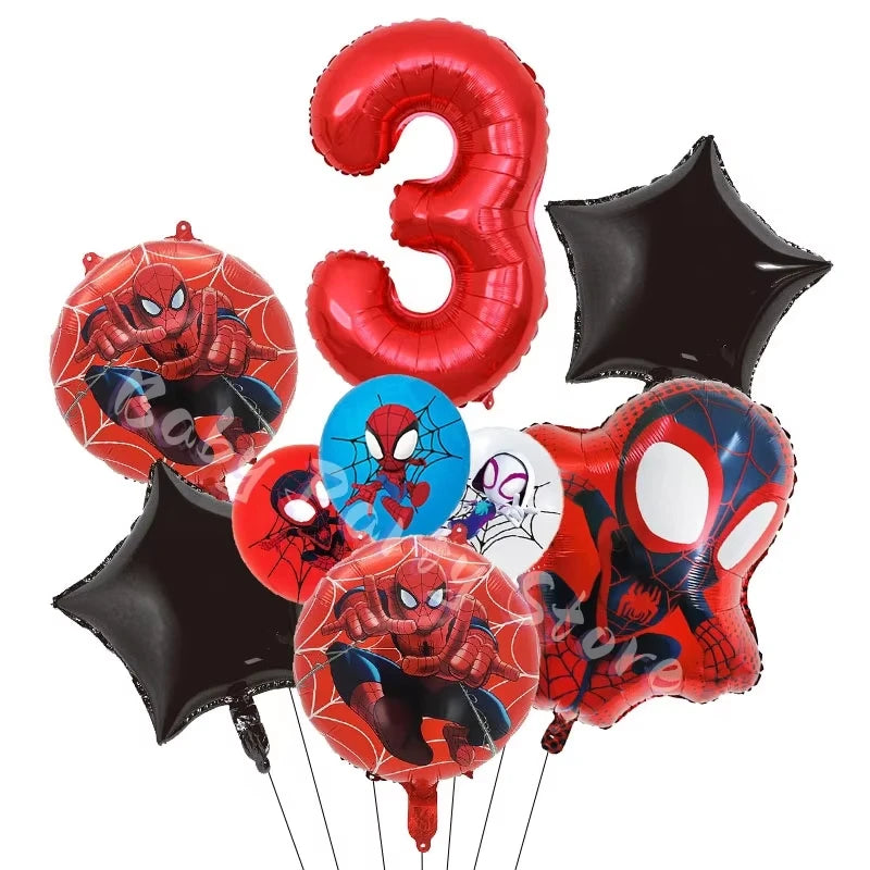 Spidey Tableware Kit | Plates And Cups | Latex Balloons | Birthday Backdrop