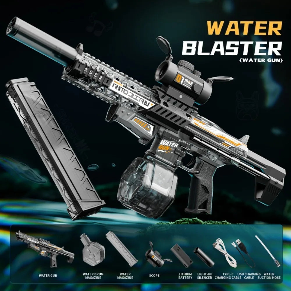 Electric Water Gun | High-Pressure Blaster | LED Light | Beach Water Fight