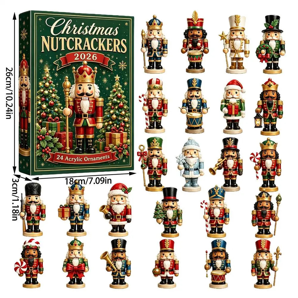 Advent Calendar | 24 Day Nutcracker Figures | 2D Flat Acrylic Ornaments | Christmas Countdown Decor