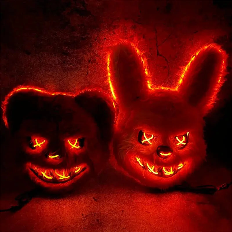 Bunny Mask Masquerade LED Rabbit Bear Mask Glowing Halloween Party,Mask For Carnival Cosplay Props Party without batteries - ToylandEU