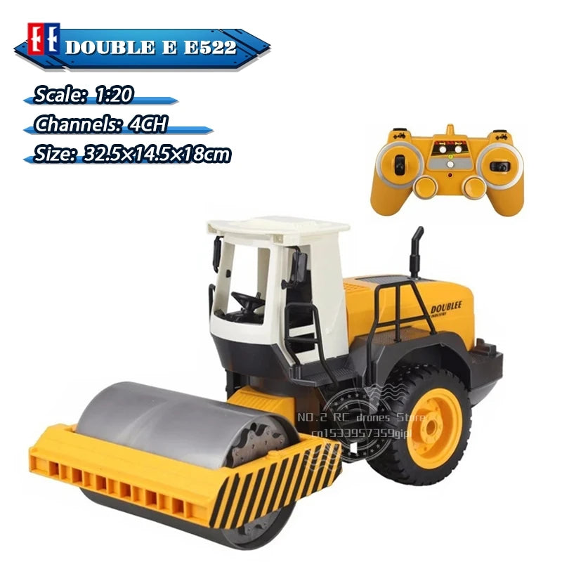 Remote Control Yellow Road Roller Toy with Drum Vibration Function - ToylandEU