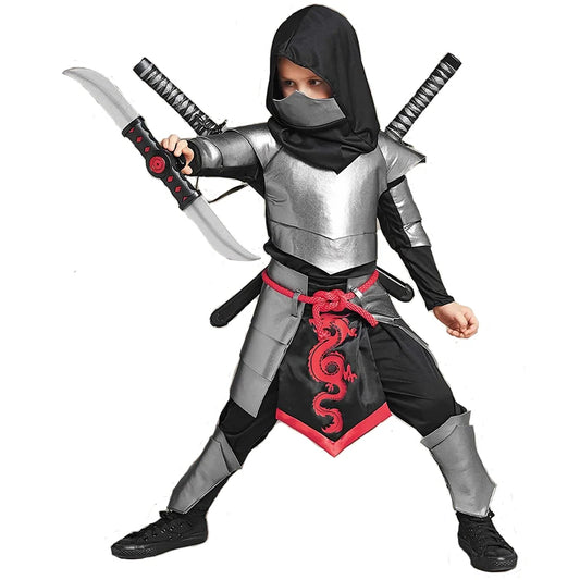 Silver Dragon Ninja Costume for Boys - Perfect for Halloween & Festivities