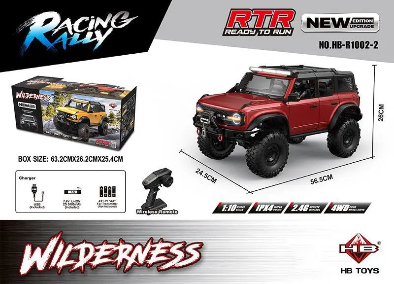 RC 1/10 Scale Remote Control Off-Road Rock Crawler Truck - 4WD RTR Climbing Vehicle with LED Lights and Lithium Battery