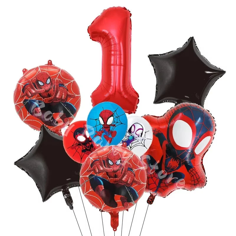 Spidey Tableware Kit | Plates And Cups | Latex Balloons | Birthday Backdrop