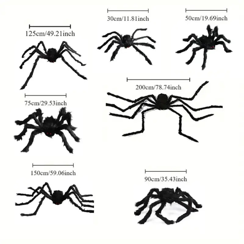 Halloween Big Plush Spider Horror Halloween Decoration Party Prop Outdoor Giant Spider Decor 30-200cm Chamber Prank Black Spider - ToylandEU