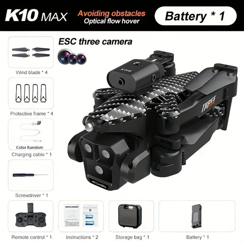 New K10 Max RC Drone HD Triple Camera Optical Flow Positioning ToylandEU.com Toyland EU