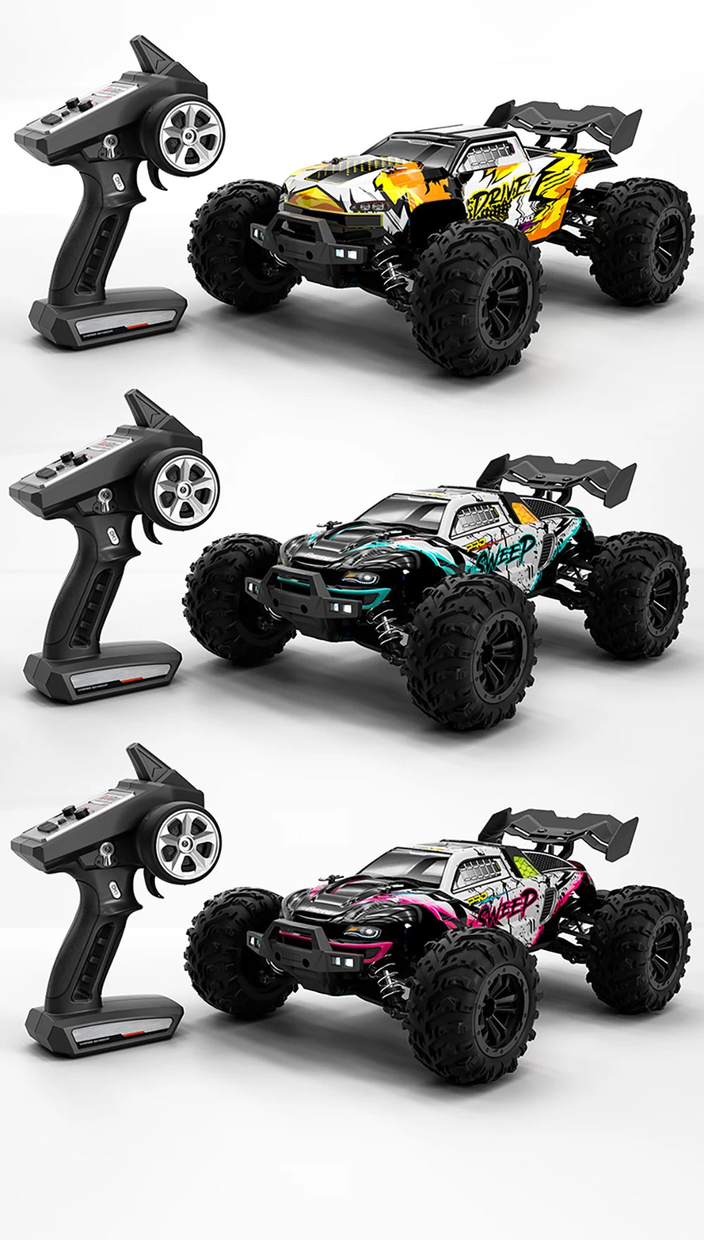 RC High-Speed 1:16 4WD Brushless Remote Control Monster Truck - 75KM/H Off-Road Adventure with LED Lights for Boys