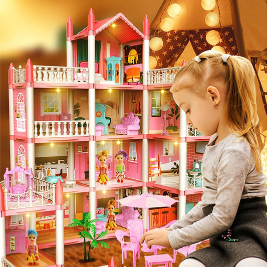 Enchanting 3D Dream Princess Castle Villa DIY Doll House Set with Music - Perfect for Imaginative Play!