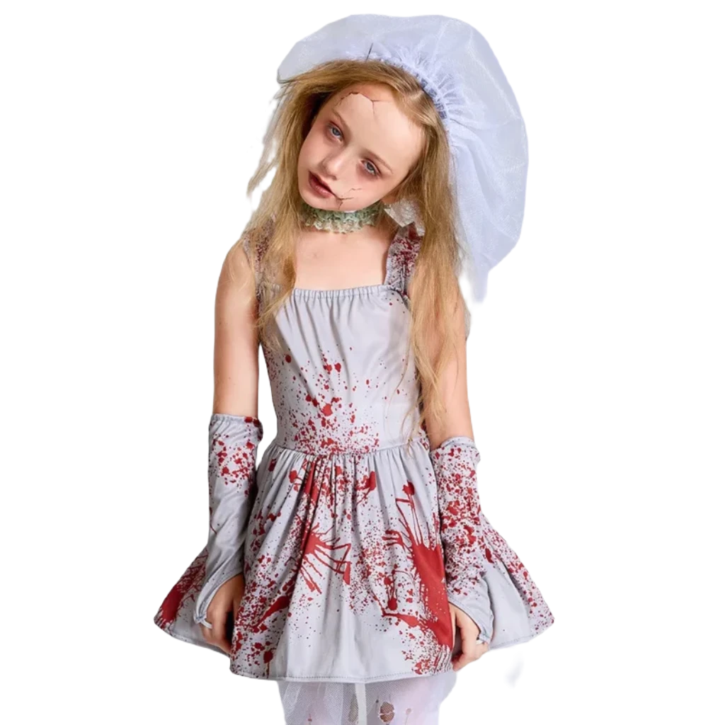 Spooktacular Kids Zombie Bride Costume - Ultimate Halloween Costume