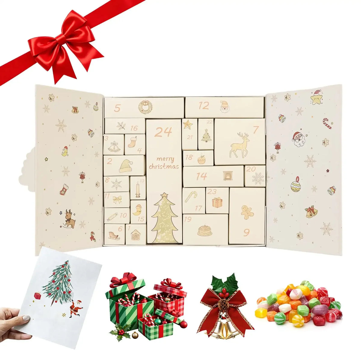 Advent Calendar | 24 Day Empty Fillable Box | Non Woven Fabric Case | Candy And Small Toy Countdown