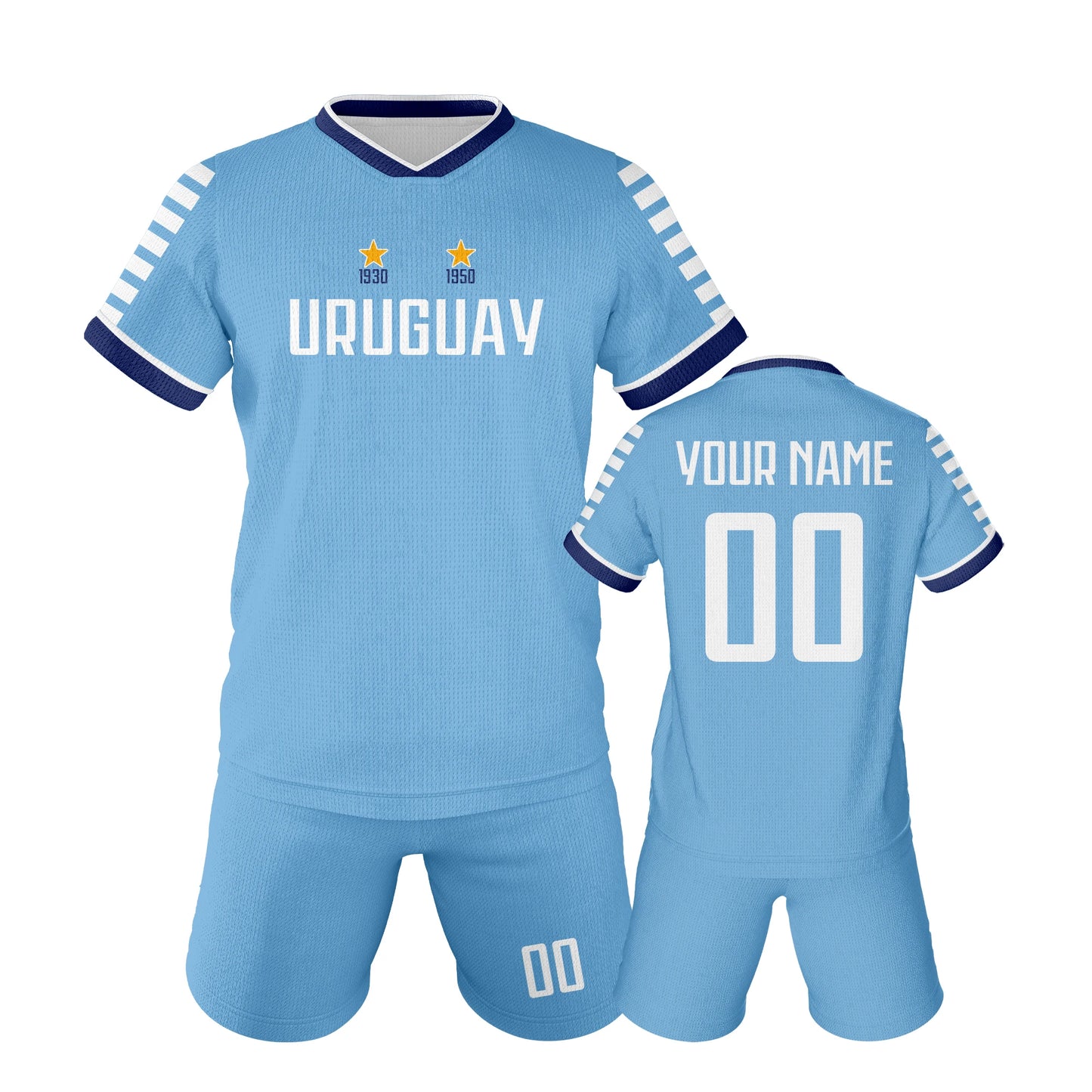 Customizable Kids Uruguay Soccer Training Jersey - Personalized Youth Football Tracksuit with Name & Number