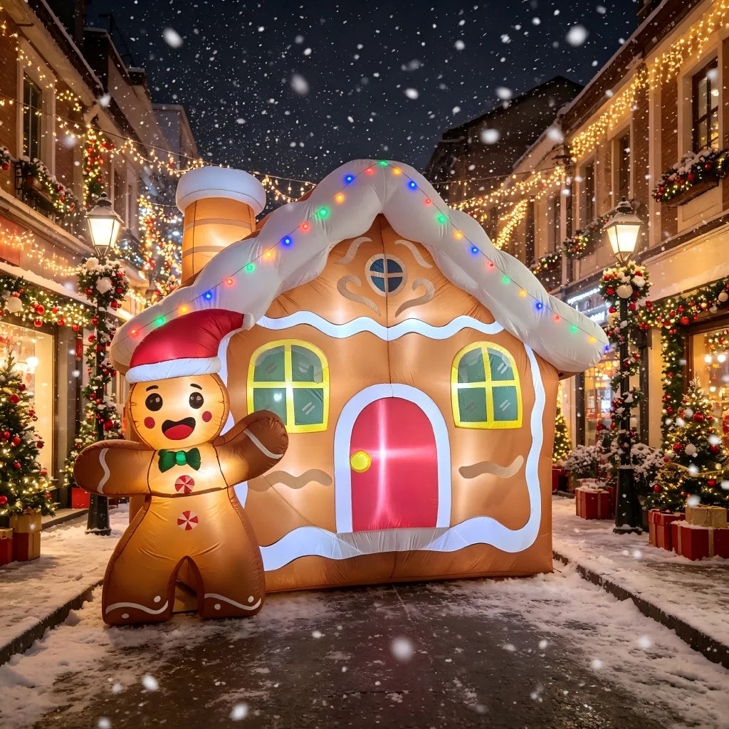 Gingerbread House Inflatable | 11.2 Ft | Led Lights | Outdoor Yard Decor