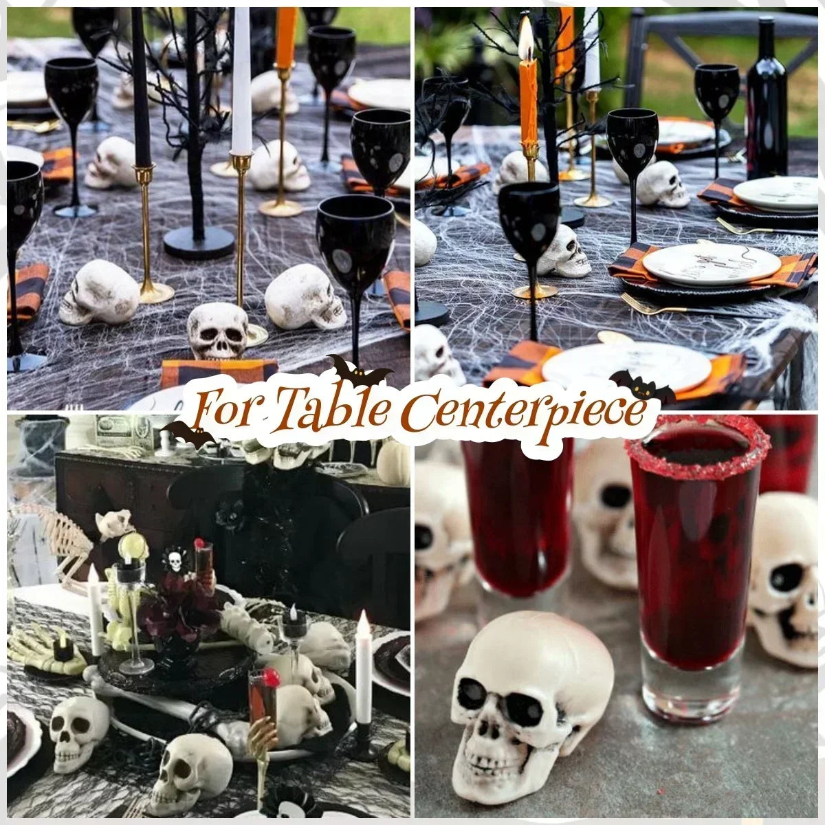 Mini Halloween Skull Heads | Plastic Material | Assorted Sizes | Desk Decor