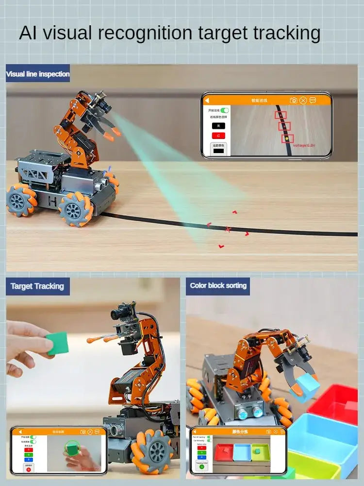 MasterPi Vision AI Robot Open Source 4WD Robot Car Robot Arm with Board for Raspberry Pi 5/4G Robot DIY Kit Programmable Robot - ToylandEU