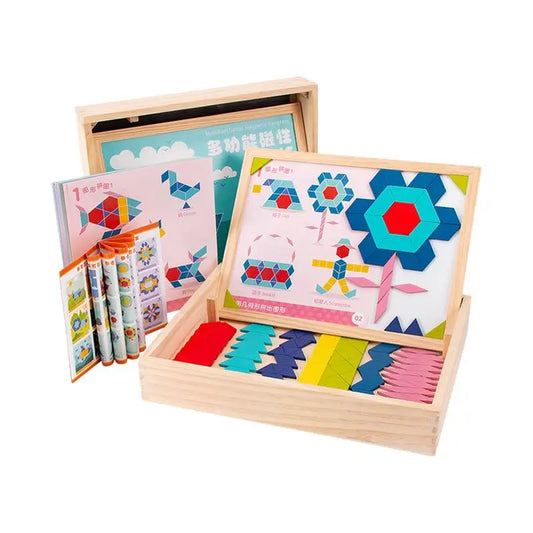 Magnetic Wooden Tangram Blocks: Creative Puzzle Set for Kids' Learning