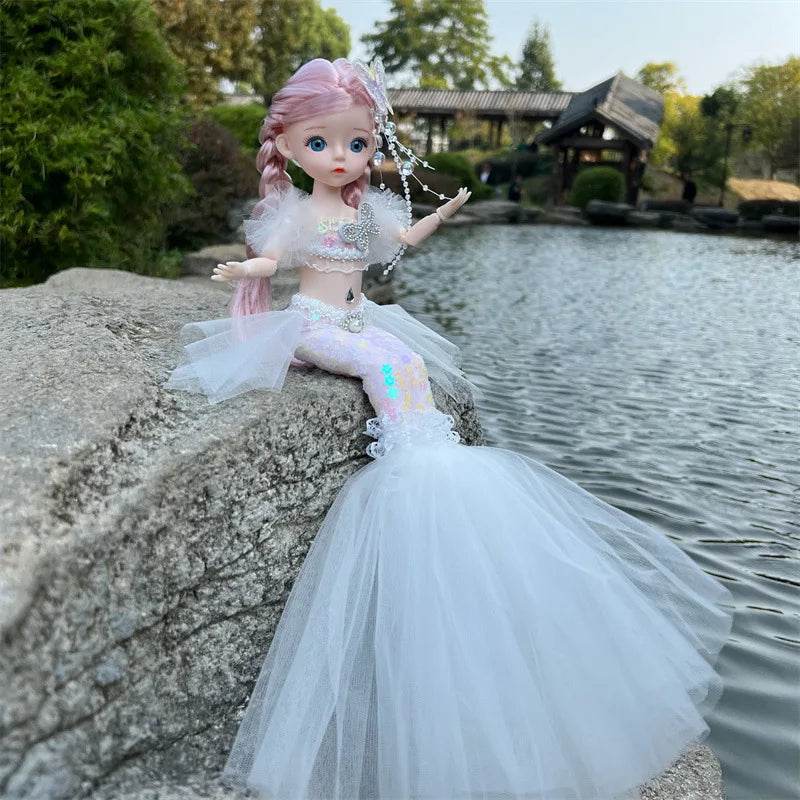 45cm Mermaid Doll Girl Toy Blue Eyes Princess Wedding Dress - ToylandEU