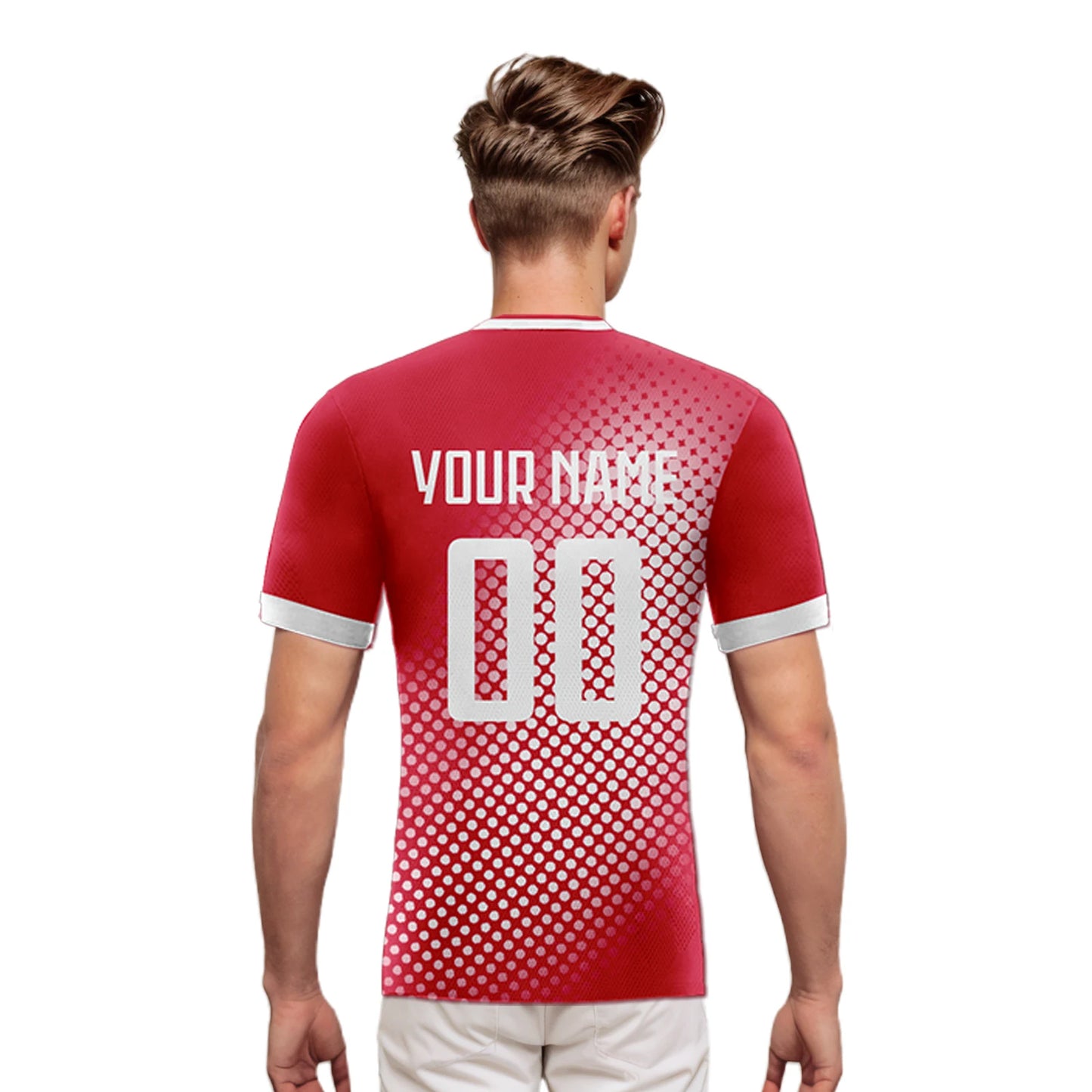 Denmark Customizable National Soccer Jersey with Name, Number, and Polka Dot Flag Design for Fans of All Ages