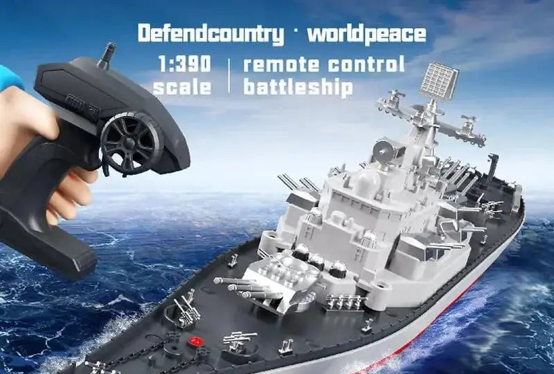 Large remote-controlled battleship 61CM, large ship body retro, high-speed remote-controlled battleship 15km/h, three blade prop - ToylandEU