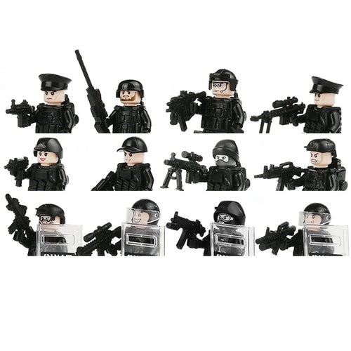 Military Army and Police Building Blocks Figures Set, including WW2 Soldier and SWAT Officer Toys ToylandEU.com Toyland EU