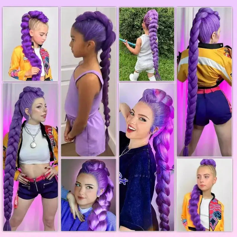 Y2K Kpop Ponytail Extension with Rubber Band Long Straight DIY Synthetic Braided Pony Tail Hairpiece Women Headwears Accessories - ToylandEU
