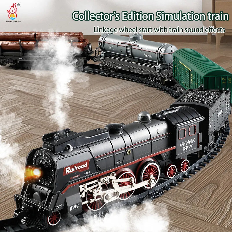 Retro Electric Steam Train Model with Variety Railcar - ToylandEU