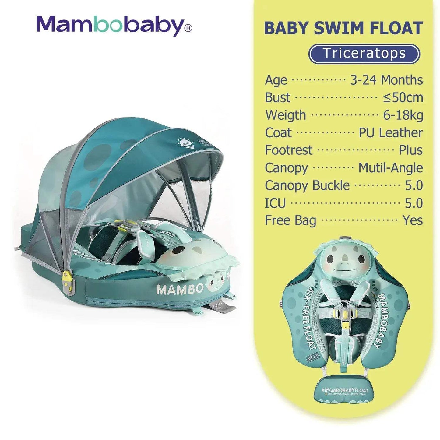 Mambobaby Baby Pool Float Vip 5 Dropshipping Blackproof Pool Mat For Infant Non-Inflatable Natation Buoy With Parasol Beach Toys - ToylandEU