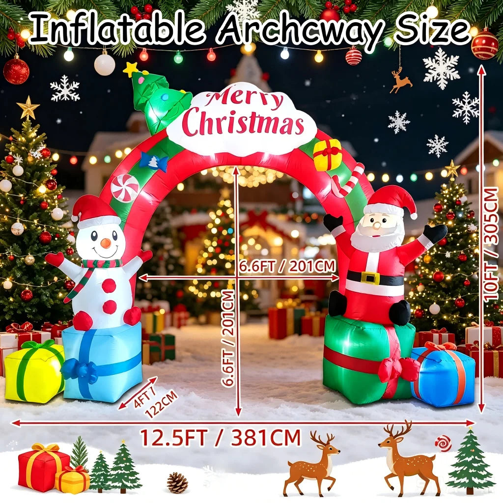 Christmas Inflatable Arch | 12.5ft | Led Lights With Blower | Front Yard Decor